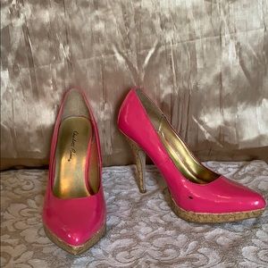 Barbie pink cork heel/pump